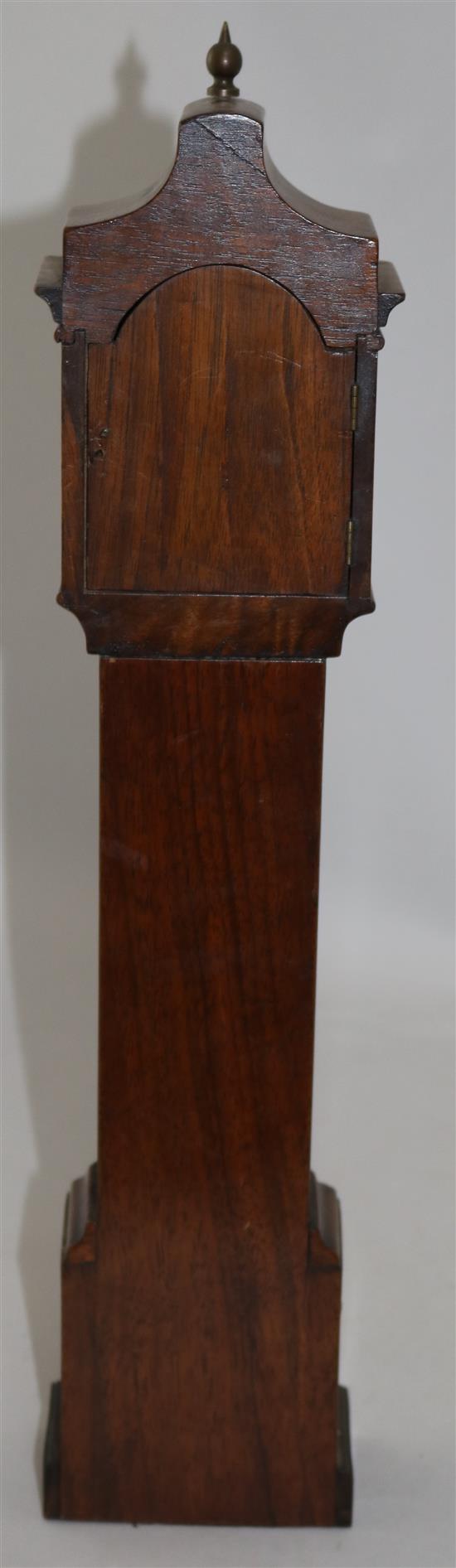 A 20th century miniature walnut longcase clock, 18in.